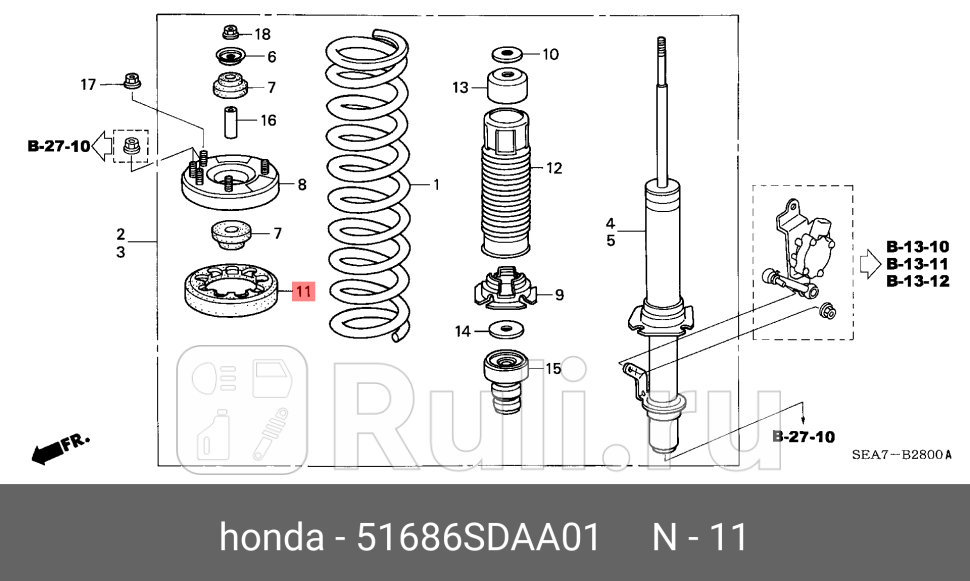 Подушка пружины перед HONDA 51686-SDA-A01 0₽