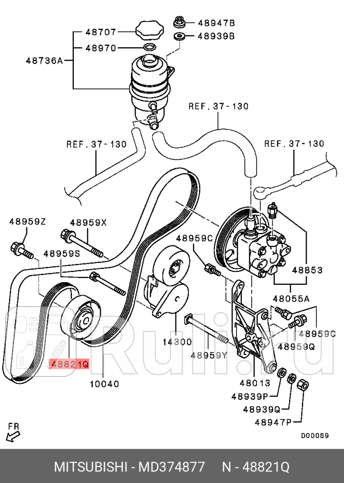 Ролик промежуточный поликлинового ремня mitsubishi MITSUBISHI MD374877 0₽
