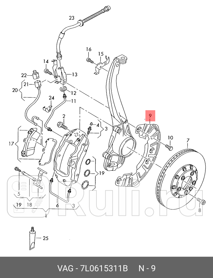 Грязезащ щит тормозного диска org VAG 7L0615311B 3090₽