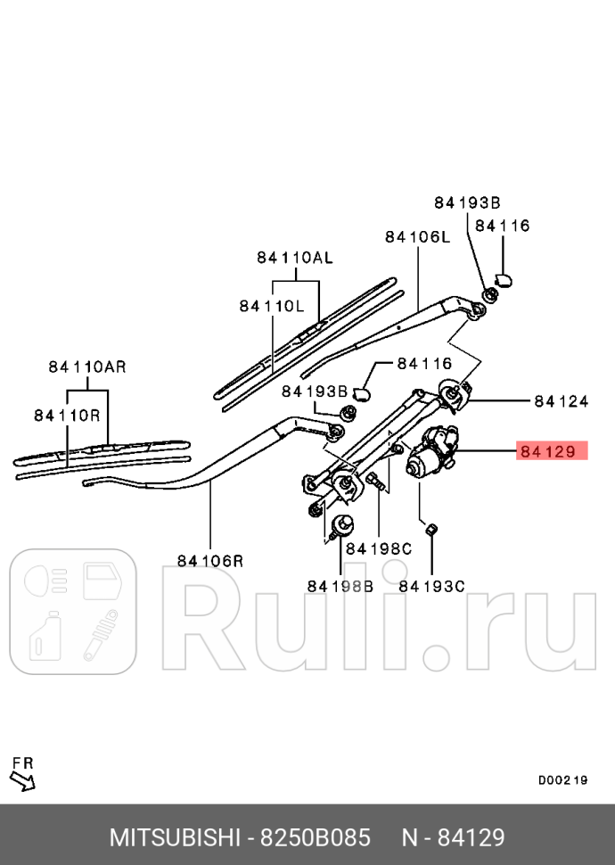 Мотор переднего стеклоочистителя MITSUBISHI 8250B085 0₽