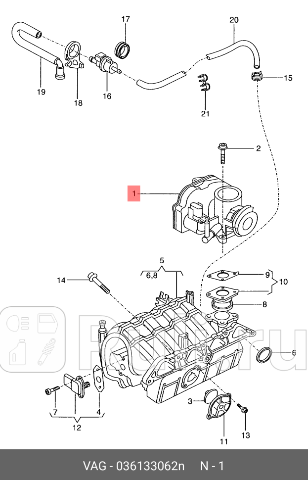 Заслонка дроссельная электрическая VAG 036133062N 0₽