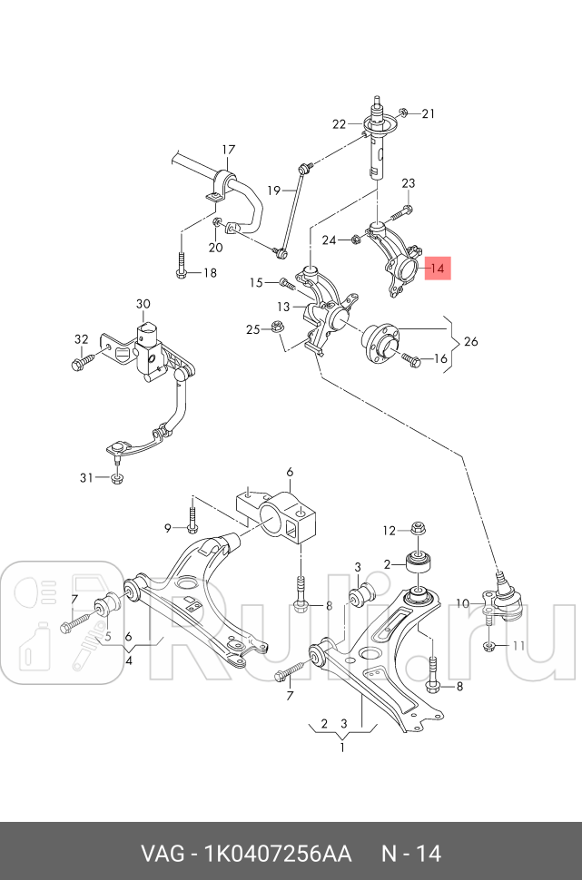 Корпус подшипника ступицы кол 1k0 407 256 aa VAG 1K0407256AA 0₽