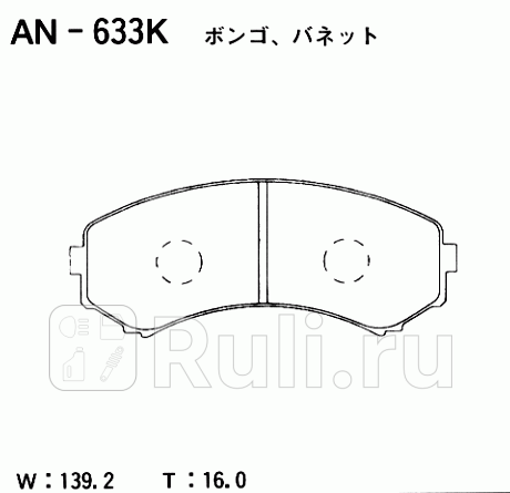 Колодки тормозные дисковые MITSUBISHI Montero (Pajero) 99-05 AN-633K  AKEBONO AN-633K