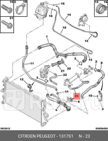 Патрубок системы охлаждения PEUGEOT BOXER 06- PSA 1317S1 2580₽