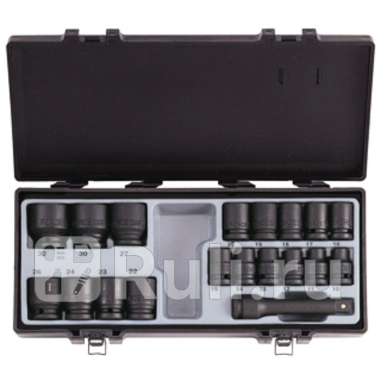 Набор головок ударных 10-32мм 12 6-гранных 18пр в кейсе F-4193 FORCE 4193 10150₽