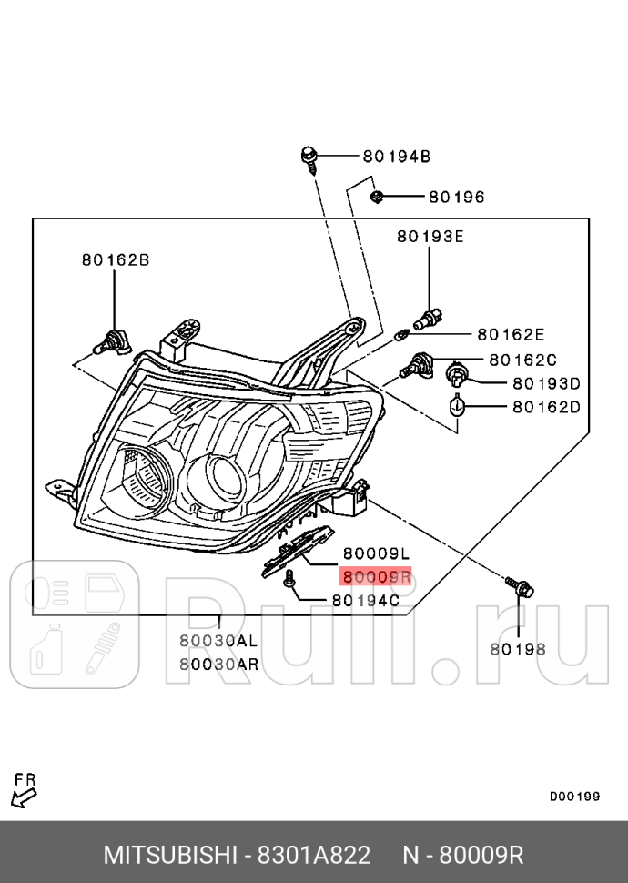 Кронштейн фары pajero-ivv97w MITSUBISHI 8301A822 730₽