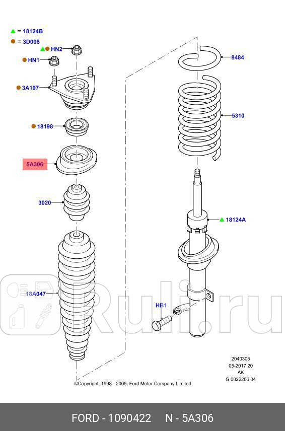 Опора амортизатора FORD 1090422 4660₽