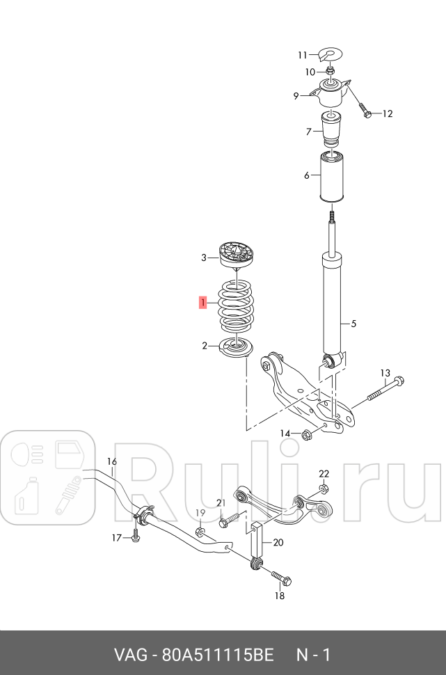 Пружина подвески 80a511115be VAG 80A511115BE 0₽