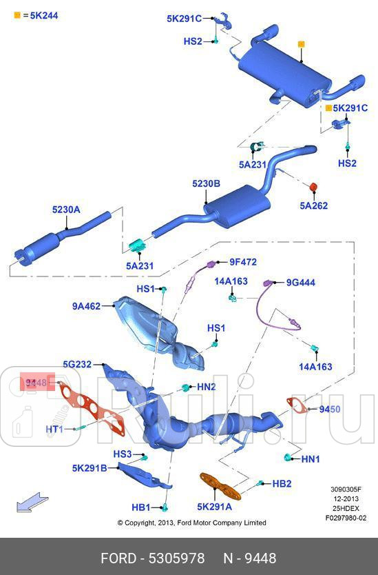 ПРОКЛАДКА ВЫПУСКОЛЛЕКТОРА FORD 5305978 0₽