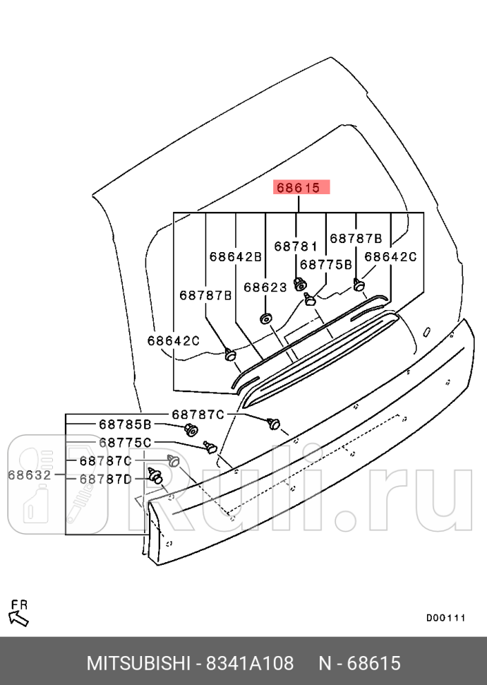 Накладки багажной дверик-т mitsubishi MITSUBISHI 8341A108 0₽