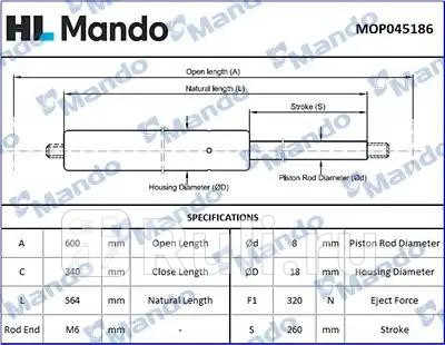 Амортизатор двери багажника MANDO MOP045186 1510₽