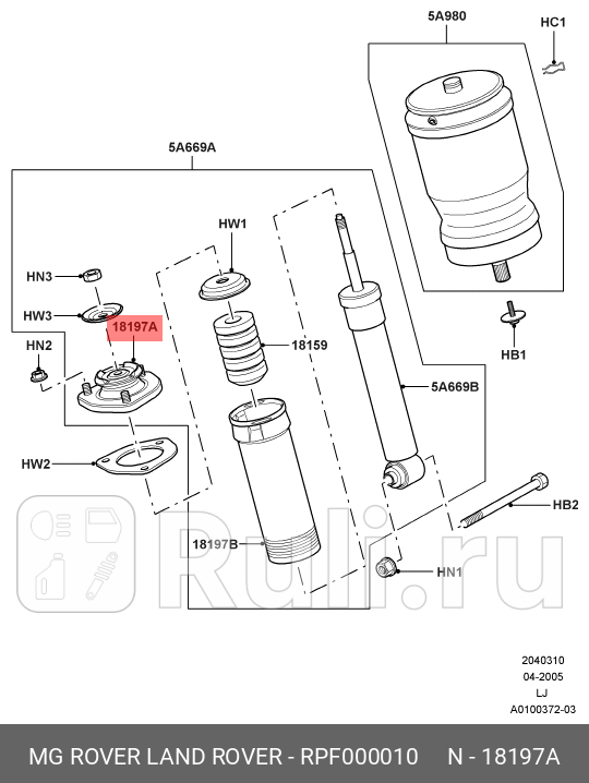 опора амортизатора заднего Land Rover Range Rover 02-12 LAND ROVER RPF000010 9970₽