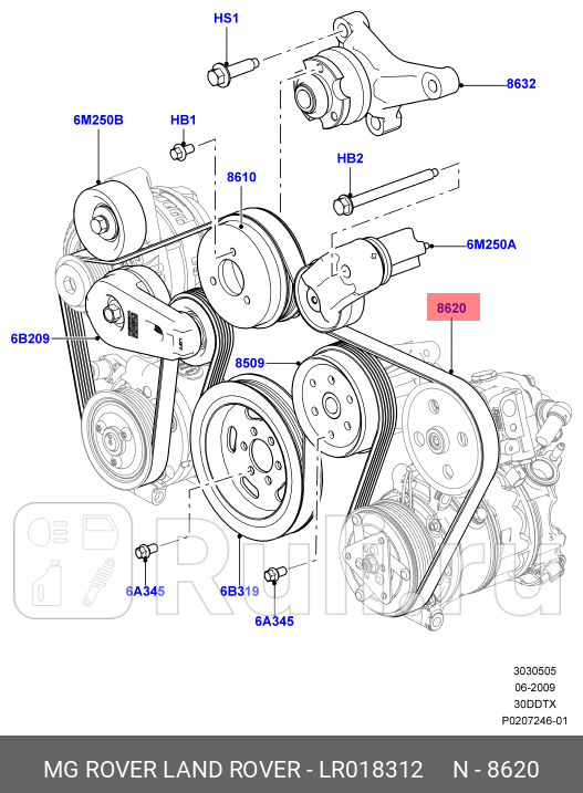 РЕМЕНЬ ГЕНЕРАТОРА 30 TD LAND ROVER LR018312 0₽