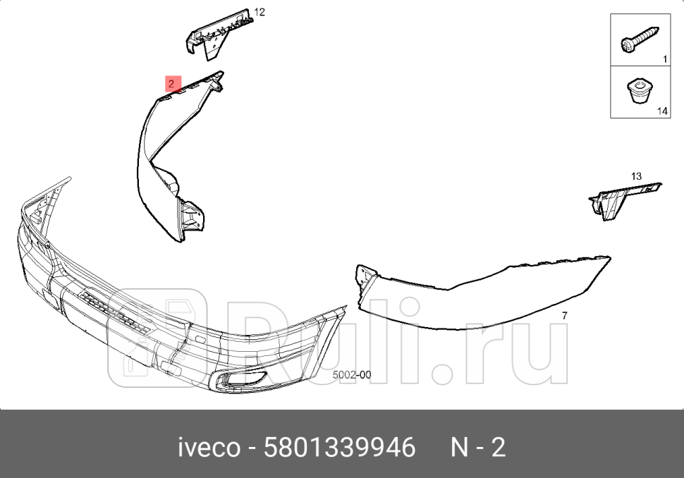 облицовка фарыверхняя праваяIveco Daily IVECO 5801339946 5050₽