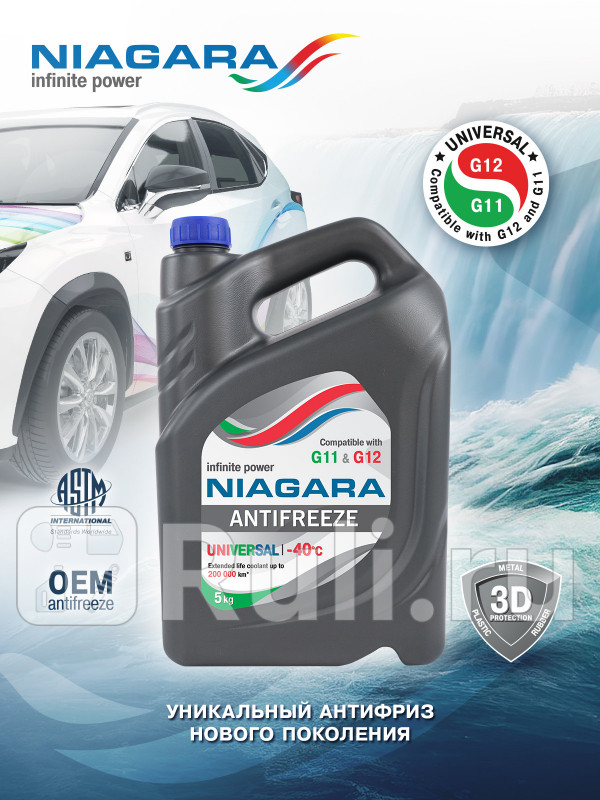 Жидкость охлаждающая Антифриз NIAGARA UNIVERSAL-40 5 кг Ниагара 001001005011 850₽