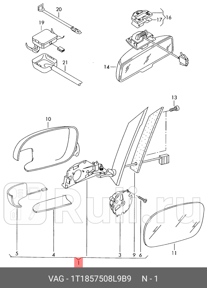 Корпус зеркала VAG 1T1857508L9B9 10860₽