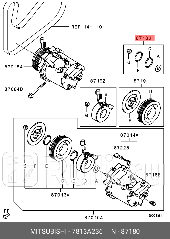 Муфта компрессора кондиционерак-т MITSUBISHI 7813A236 2230₽