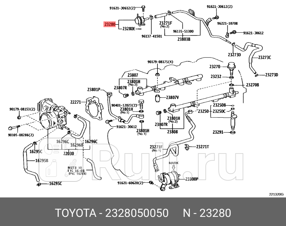 РЕГУЛЯТОР ДАВЛЕНИЯ ТОПЛИВА TOYOTA TOYOTA-LEXUS 2328050050 6430₽
