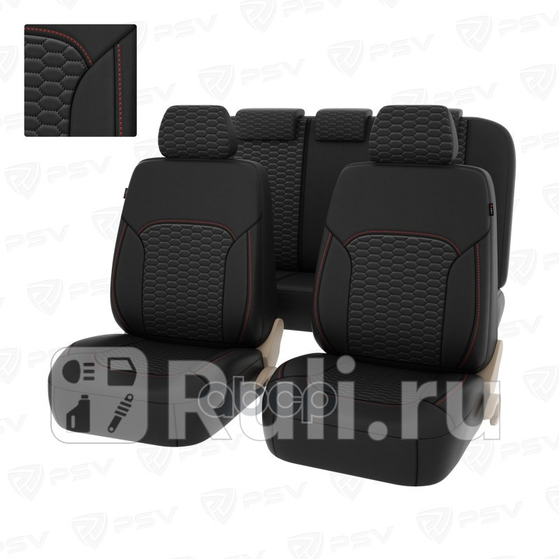 Чехлы PSV Forester Next экокожавелюр терморомб соты красная отстрочка черные PSV 137009 5380₽