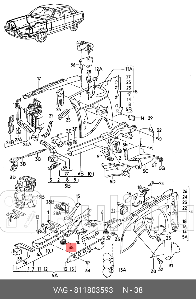 Заглушка домкрата VAG 811803593 0₽