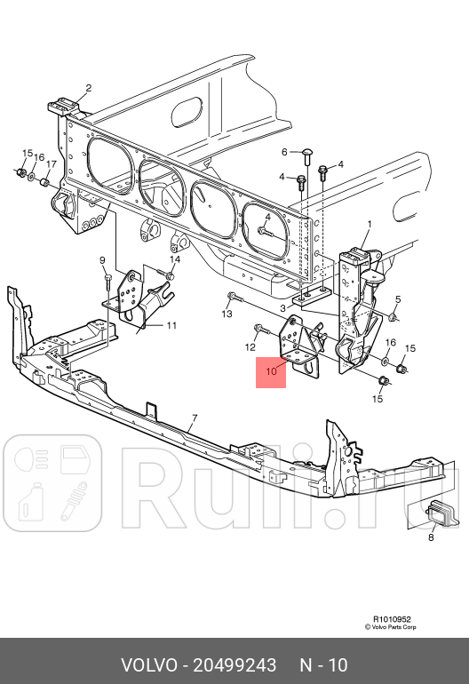 кронштейн передн бампера Volvo VOLVO 20499243 0₽