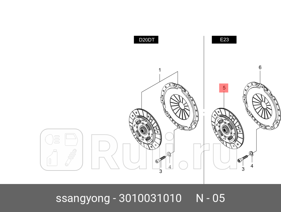 Диск сцепления 23 бензин экспорт ActyonKyron SSANG YONG 3010031010 26540₽