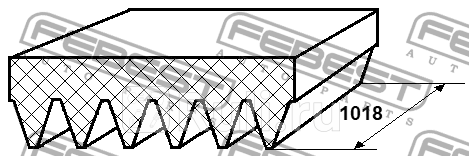 Ремень поликлиновой 6PK1013 MB W201 2020D 84-93Peugeot 206 111416 98 FEBEST 88128-6L1018 630₽