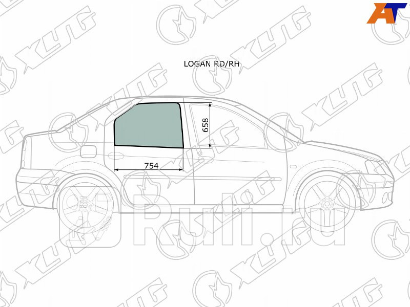 Стекло двери задней правой для Renault Logan 1 Фаза 2 2009-2015 XYG LOGAN RDRH 2120₽