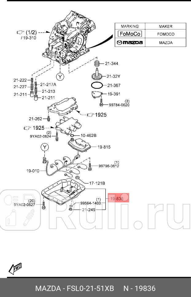 Поддон масляный mazda 3 5 6 cx-7 MAZDA FSL02151XB 4040₽