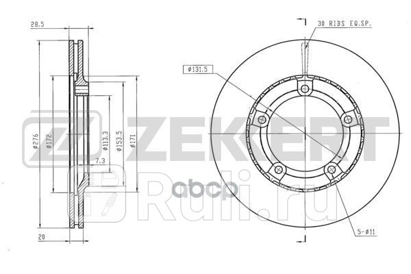 Диск торм перед Hyundai H-1Starex 98 H100 93- Zekkert bs-6249 0₽