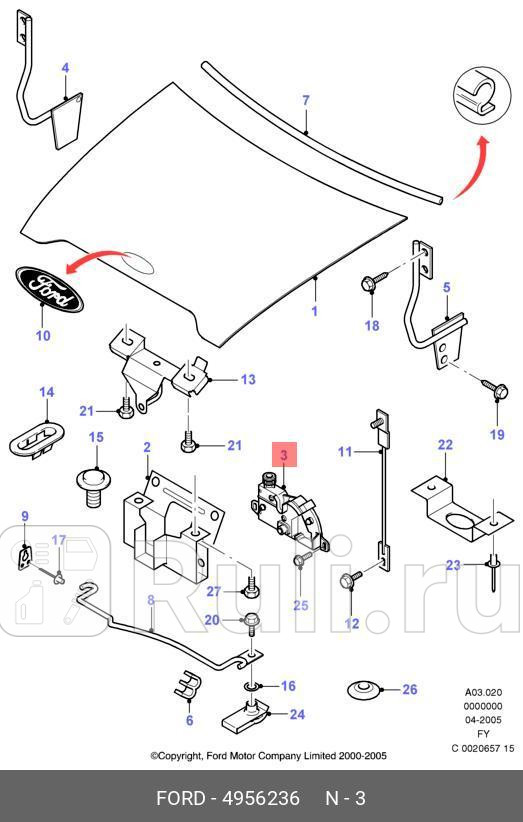 ЗАМОК КАПОТА FORD 4956236 4956236 FORD 4956236 5000₽