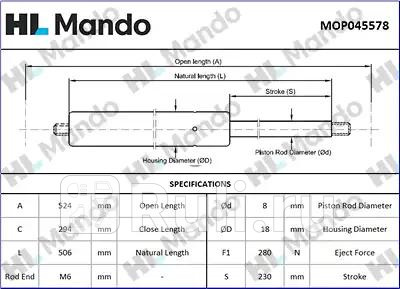 Амортизатор капота MANDO MOP045578 1380₽