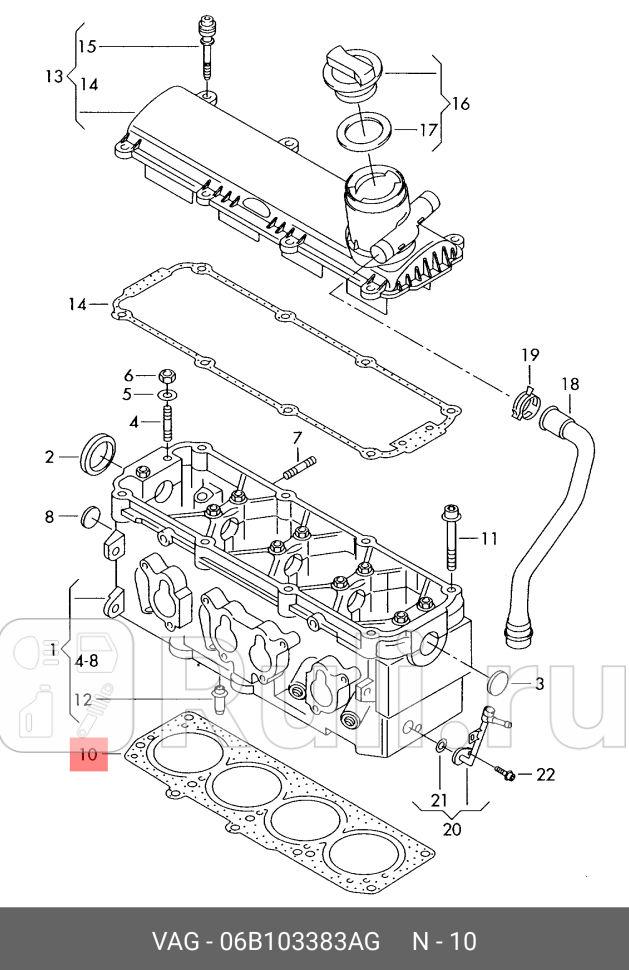 Прокладка ГБЦ 06- 16 75лс VAG 06B103383AG 9140₽
