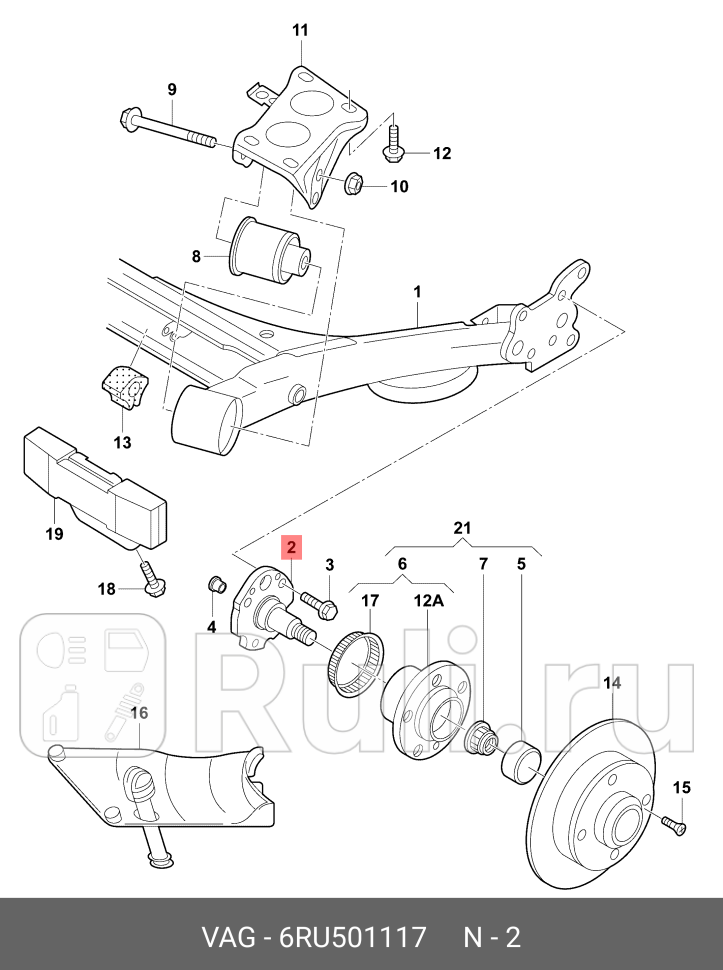 Цапфа ступицы Skoda Fabia 2007-2015 Skoda Rapid 2013 VW Polo Sed RUS 2011 VAG 6RU501117 8720₽