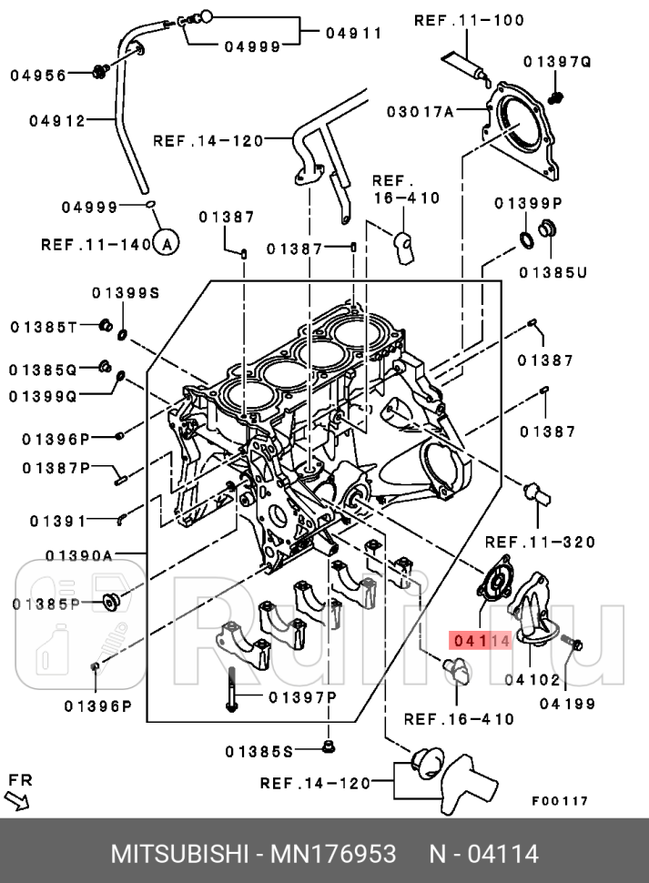 Прокладка кронштейна масляного фильтра MITSUBISHI MN176953 0₽