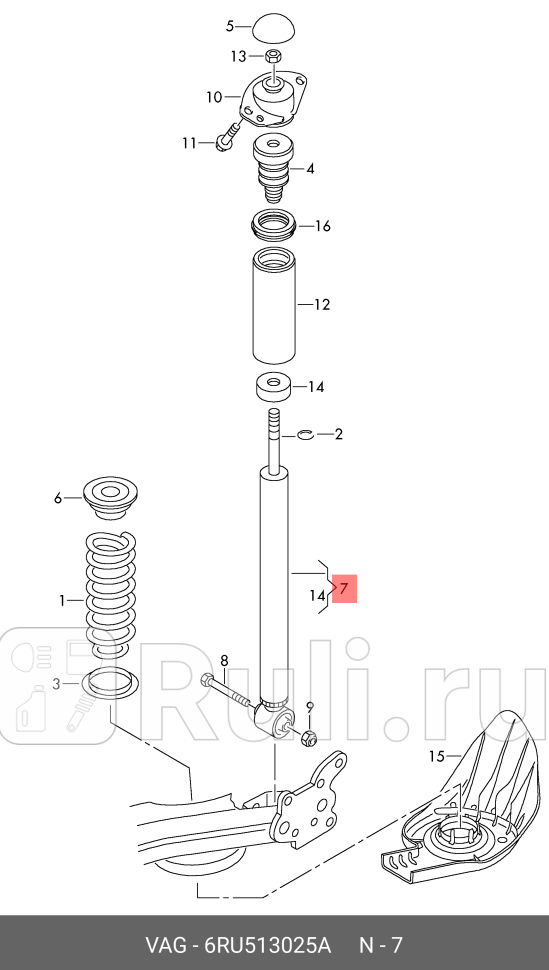 Амортизатор задний газовый vw polo 11 VAG 6RU513025A 0₽