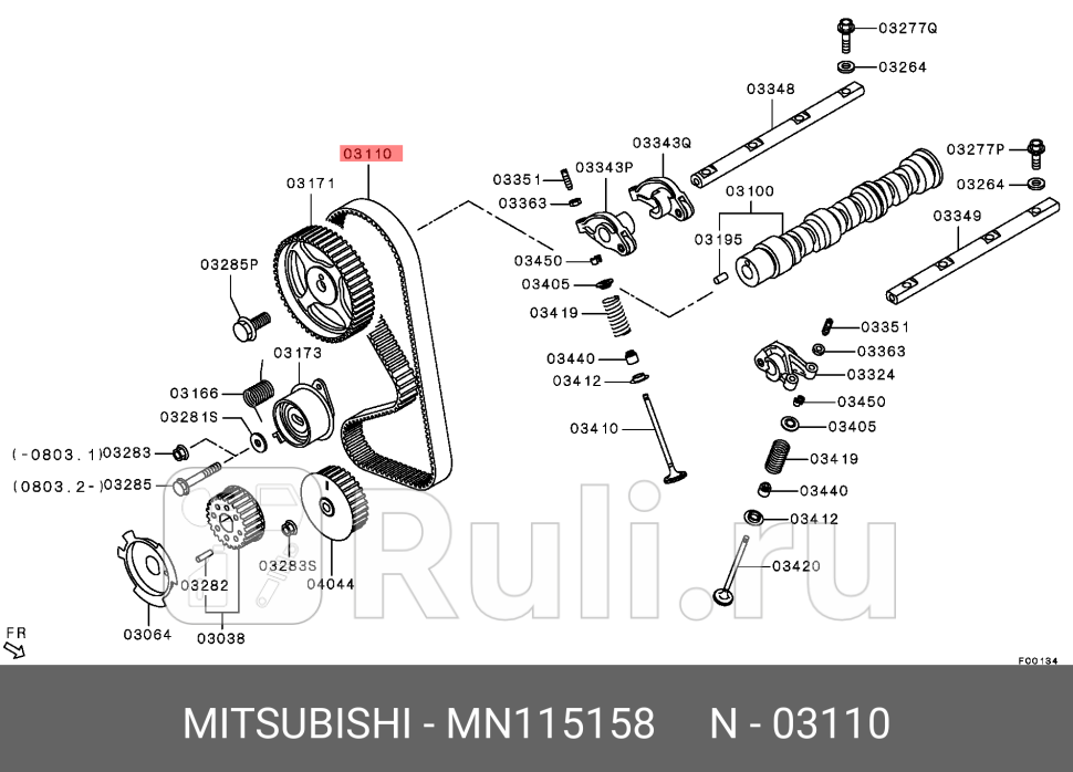 Ремень зубчатый mitsubishi MITSUBISHI MN115158 0₽