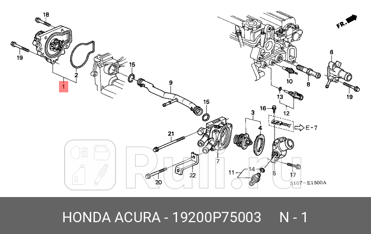 Водяной насос HONDA 19200-P75-003 0₽